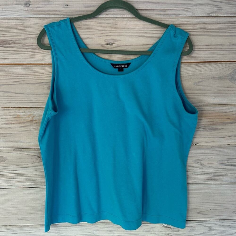 Lands End 100% Baumwolle Blue Crystal Tank Top Size XL